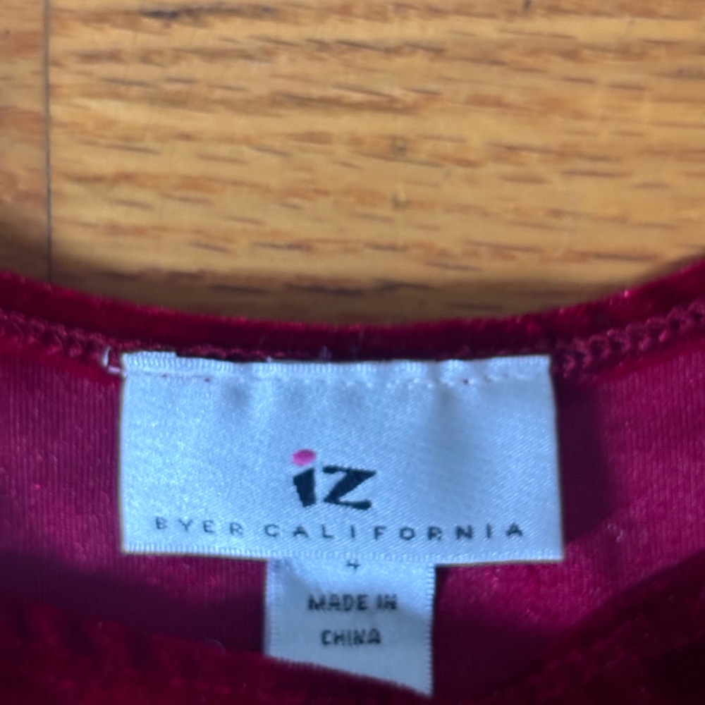 Toddler vintage IZ Byer California Rich Red Garment DRESS velvet fur sleeve girl - Picture 2 of 3